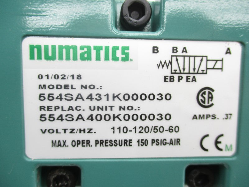 NUMATICS 554SA431K000030 100-115/110-120V .37A 150PSI NSNP