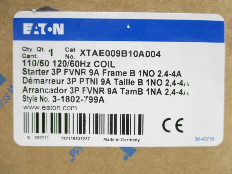EATON XTAE009B10A004 110/120V 9A NSMP