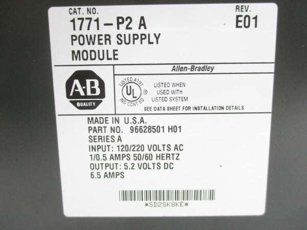 ALLEN BRADLEY 1771-P2 SER. D 120/220VAC 1/0.5A REV. E01 NSNP