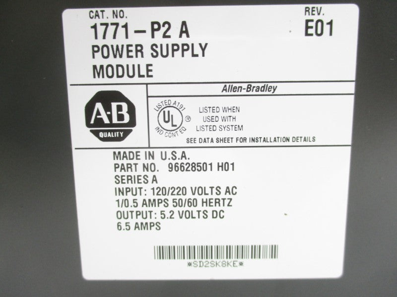 ALLEN BRADLEY 1771-P2 SER. D 120/220VAC 1/0.5A REV. E01 NSNP