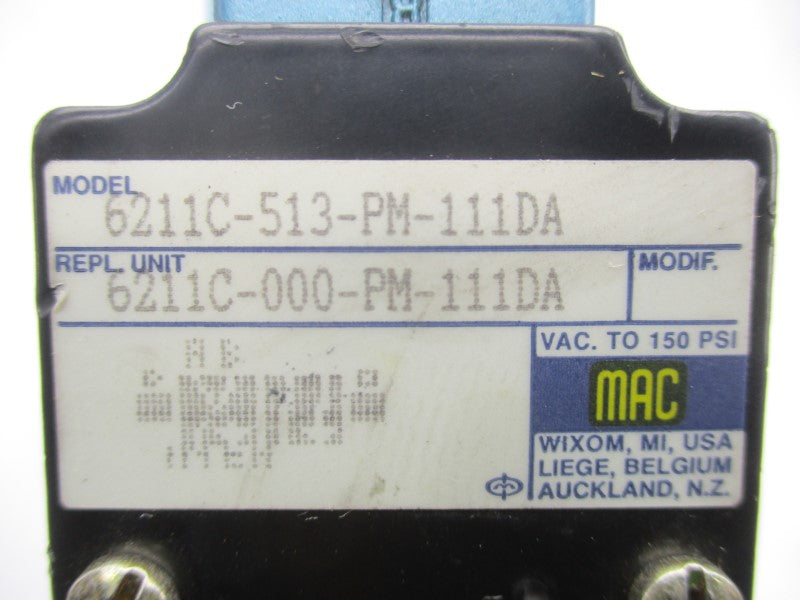 MAC 6211C-513-PM-111DA 110/120V 25-150PSI UNMP