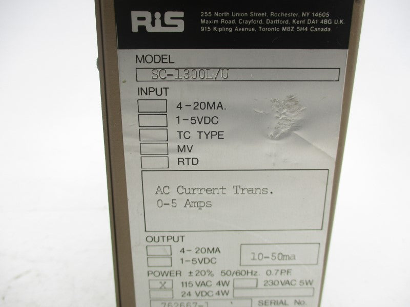 RIS SC-1300L/U 115VAC 0-5A NSNP