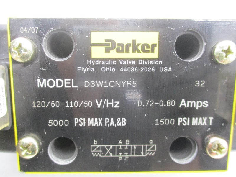 PARKER D3W1CNYP532 110/120V 0.80/0.72A 5000PSI NSNP