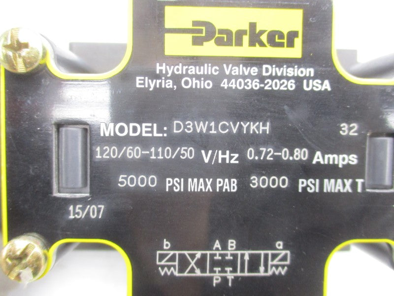 PARKER D3W1CVYKH32 110/120V 0.72-0.80A 5000PSI NSNP