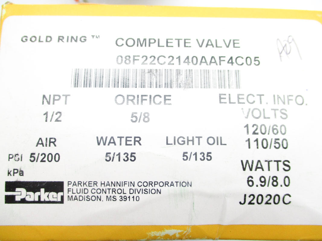 PARKER 08F22C2140AAF4C05 110/120V 5/200PSI 1/2" NSMP