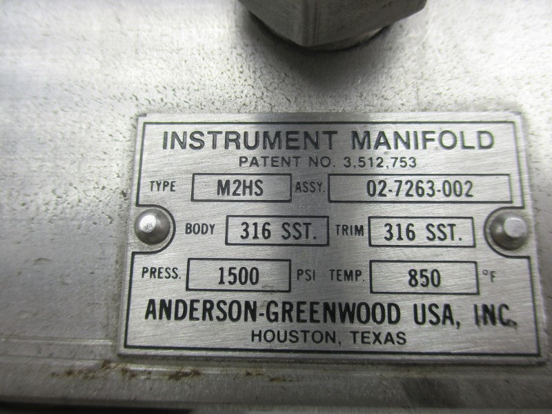 ANDERSON GREENWOOD 02-7263-002 1500PSI UNMP