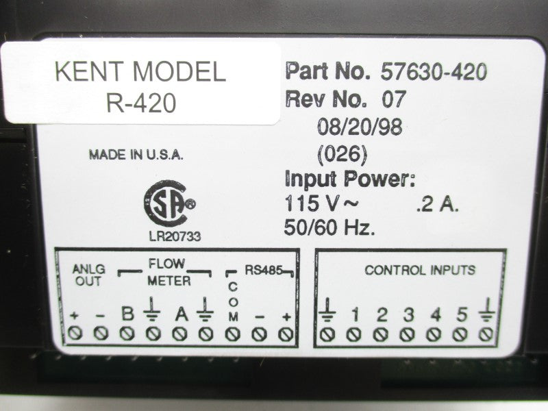 KENT 57630-420 R-420 115V .2A REV. 07 NSMP