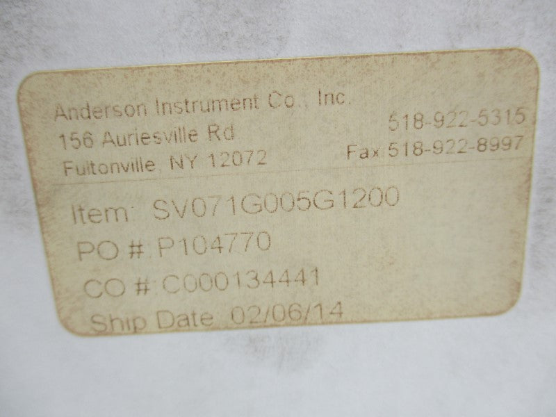 ANDERSON SV071G005G1200 0/100PSI NSMP