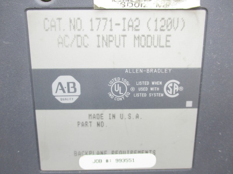 ALLEN BRADELY 1771-IA2 120VAC/DC UNMP