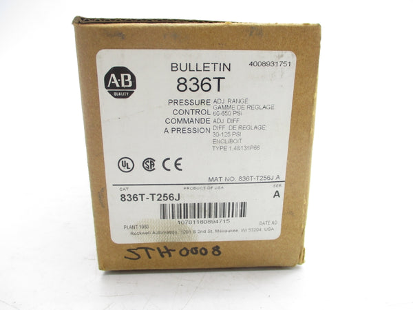 ALLEN BRADLEY 836T-T256J SER. A 120-600VAC 60A 60-650PSI (BR/WH) NSMP