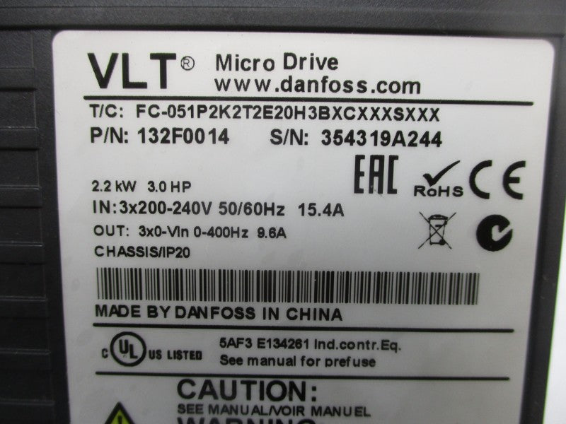 DANFOSS 132F014 200-240V 15.4A NSNP