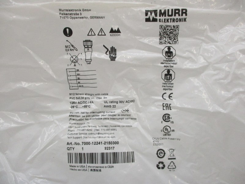 MURR ELEKTRONIK 7000-12241-2150300 125VAC/DC 4A NSMP