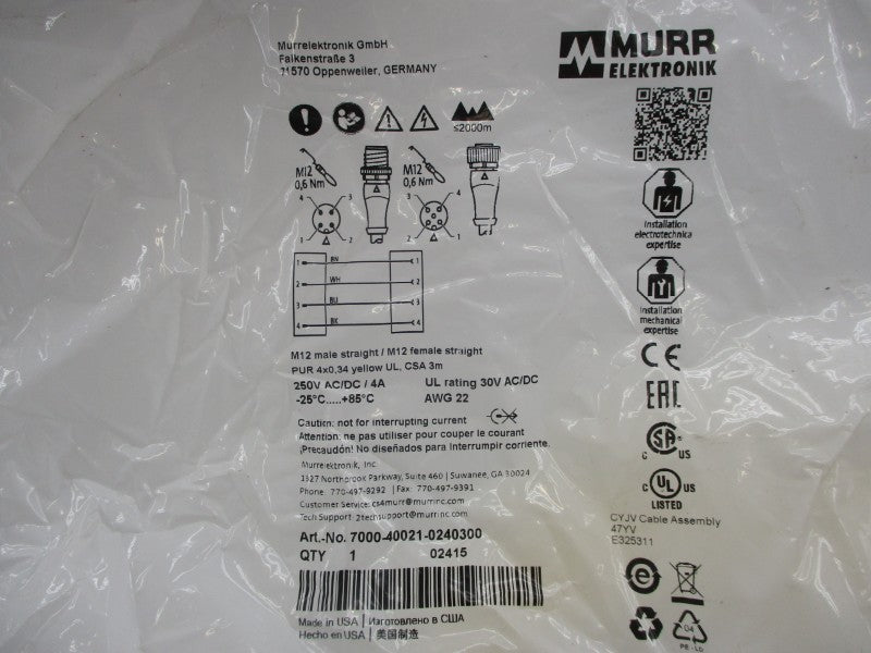 MURR ELEKTRONIK 7000-40021-0240300 250VAC/DC 4A NSMP