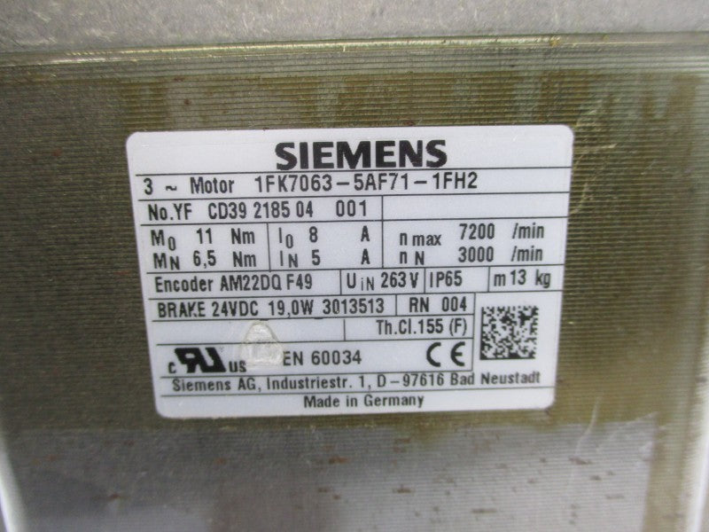SIEMENS 1FK7063-5AF71-1FH2 5/8A NSNP