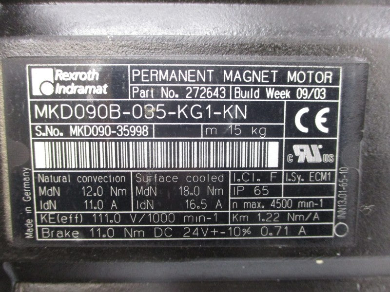REXROTH 272643 MKD090B-035-KG1-KN 11.0/16.5A NSNP