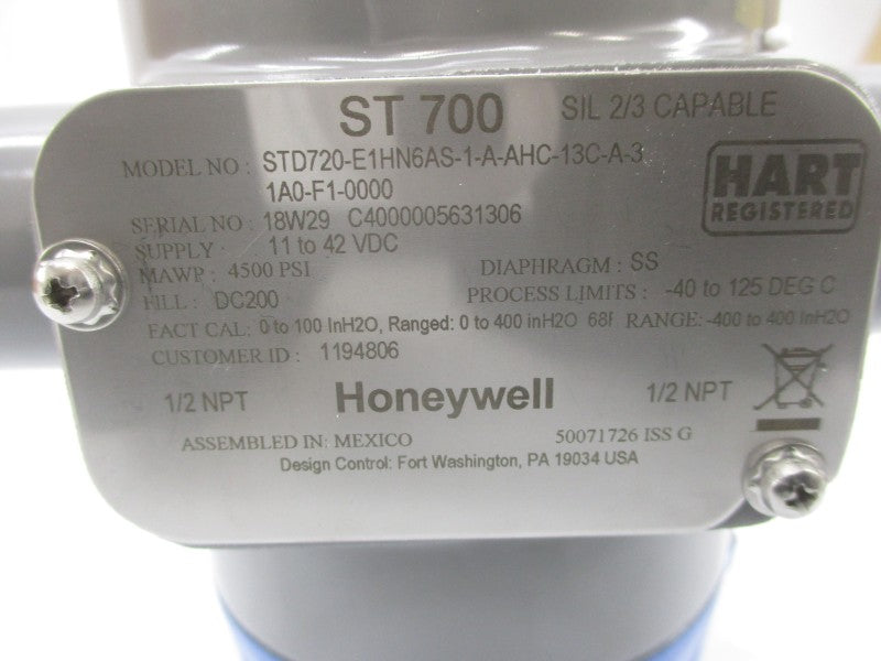 HONEYWELL STD720-E1HN6AS-1-A-AHC-13C-A-3-1A0-F1-0000 11-42VDC 4500PSI NSMP