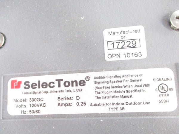 FEDERAL SIGNAL 300GC SER. D 120VAC 0.25A NSNP