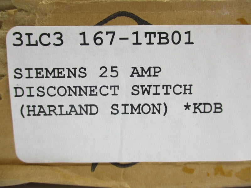 SIEMENS 3LC3-167-1TB01 600VAC 25A NSMP