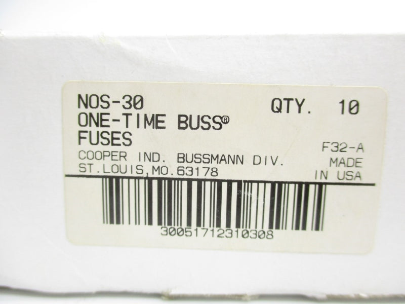 BUSSMANN NOS-30 600VAC 30A (PKG OF 10) (WHITE) NSMP
