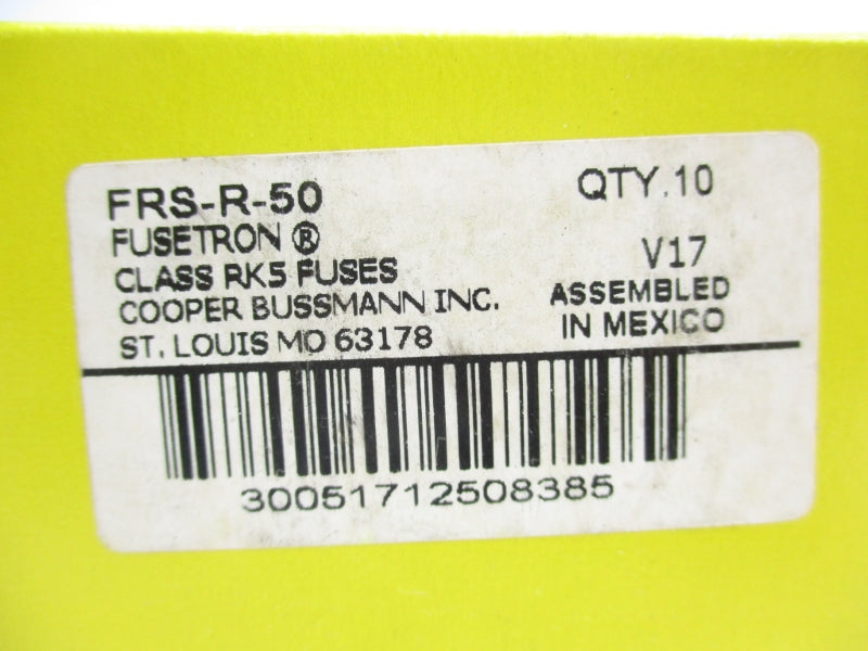 BUSSMANN FRS-R-50 600VAC 50A  (PKG OF 10) (YL/GR) NSMP