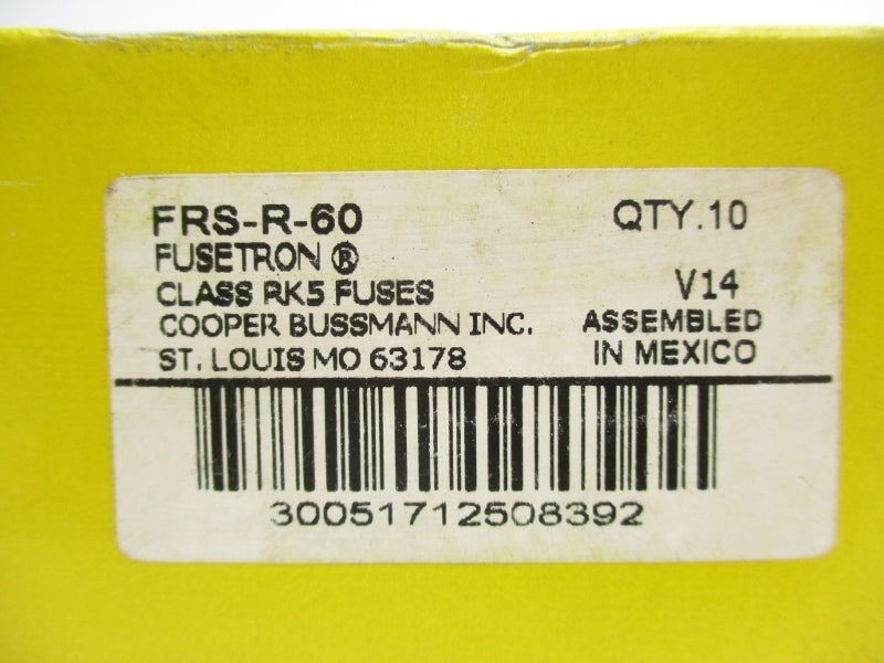 BUSSMANN FRS-R-60 600VAC 60A (PKG OF 10) (YL/GR) NSMP