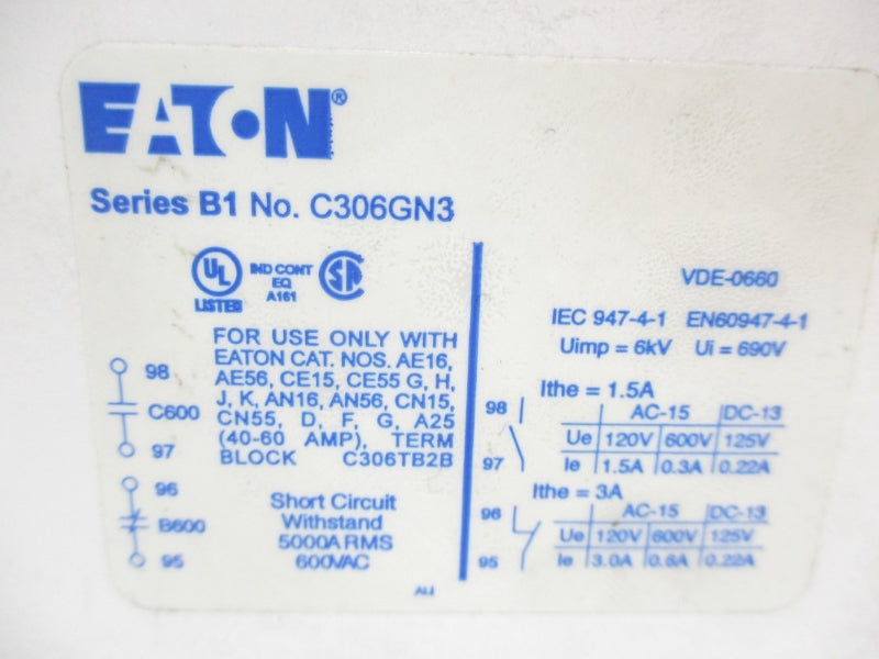EATON C306GN3 SER. B1 600VAC 0.6A NSNP