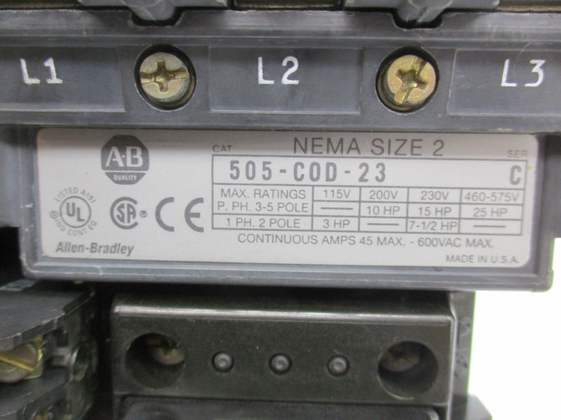 ALLEN BRADLEY 505-COD-23 SER. C 110/115-120V 45A NSNP