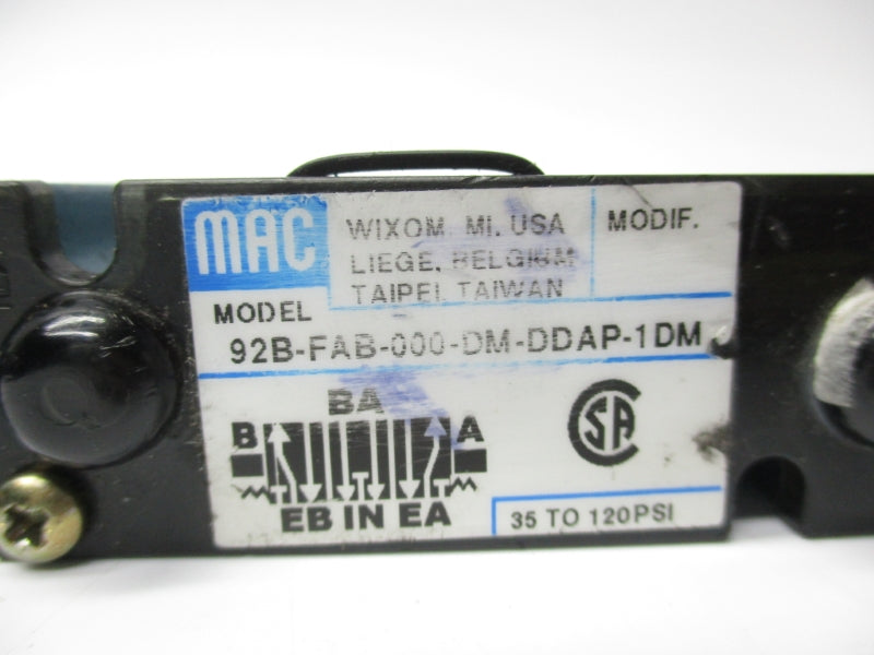 MAC 92B-FAB-000-DM-DDAP-1DM 24VDC 35-120PSI UNMP