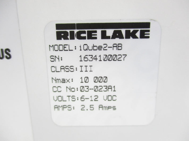 RICE LAKE IQUBE2-AB 6-12VDC 2.5A UNMP