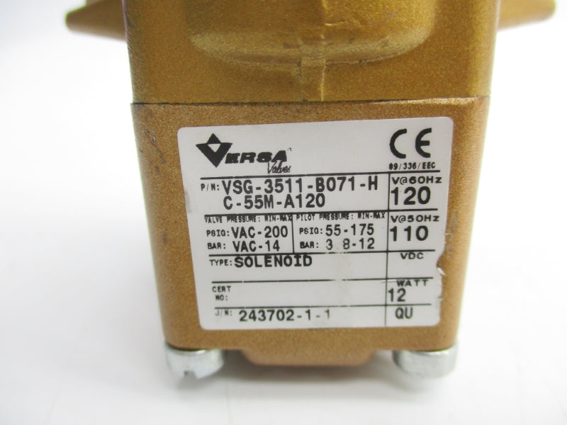 VERSA VSG-3511-B071-HC-55M-A120 110/120V 55-175PSI (AS PICTURED) UNMP