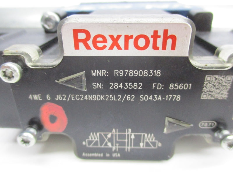 REXROTH 4WE6J62/EG24N9DK25L2/62SO43A-1778 R978908318 24VDC 1.25A NSNP