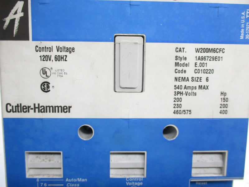 CUTLER HAMMER W200M6CFC 120V 540A UNMP