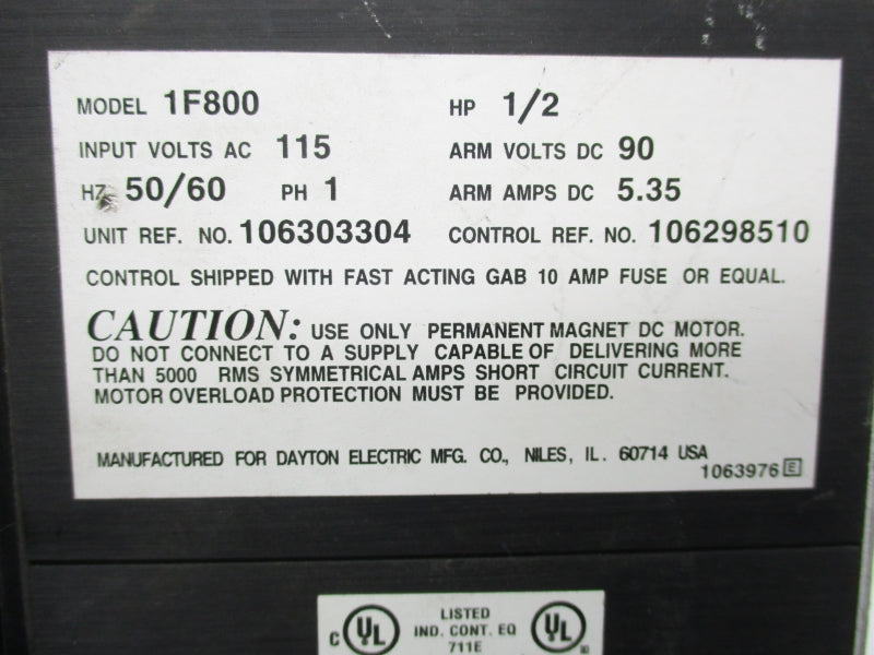 DAYTON 1F800 115VAC 5.35A UNMP