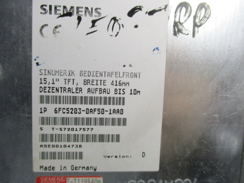 SIEMENS 6FC5203-0AF50-1AA0 15.1" UNMP