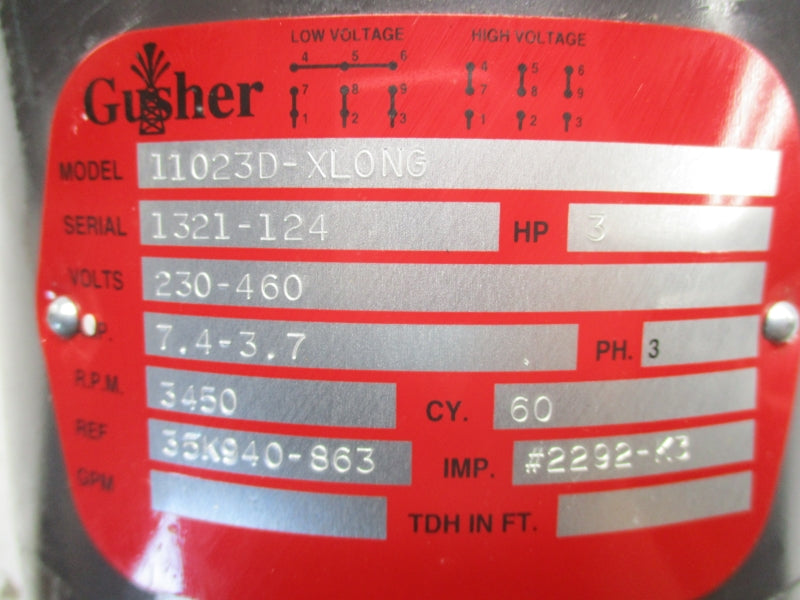 GUSHER 11023D-XLONG 230-460V 7.4-3.7A NSNP