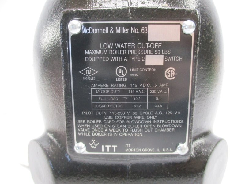 MCDONNELL & MILLER 63 142400 115/230VAC 10.2/5.1A NSNP