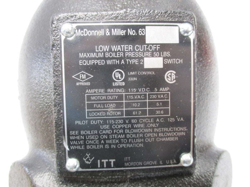 MCDONNELL & MILLER 63 142400 115/230VAC 10.2/5.1A NSMP