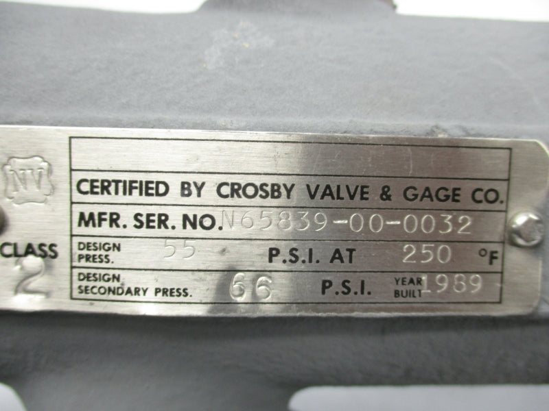 CROSBY VALVE & GAGE JMB-WRB 55PSI 3/4X1" NSNP