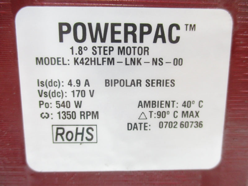 PACIFIC SCIENTIFIC K42HLFM-LNK-NS-00 170V 4.9A NSNP-OEM