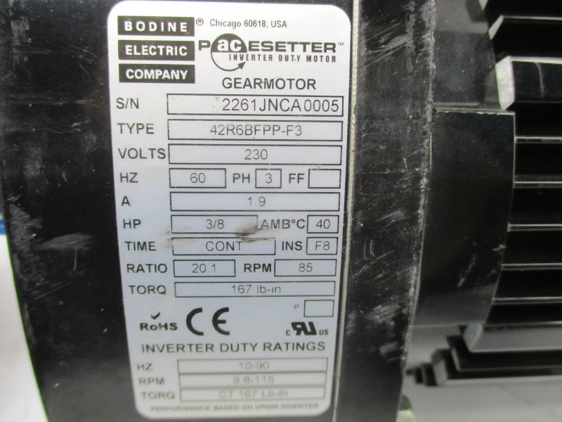 BODINE ELECTRIC 42R6BFPP-F3 230/460V 1.9/.95A NSNP