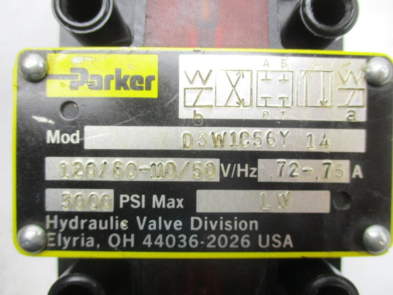 PARKER D3W1C56Y14 110/120V .72-.75A 3000PSI NSMP