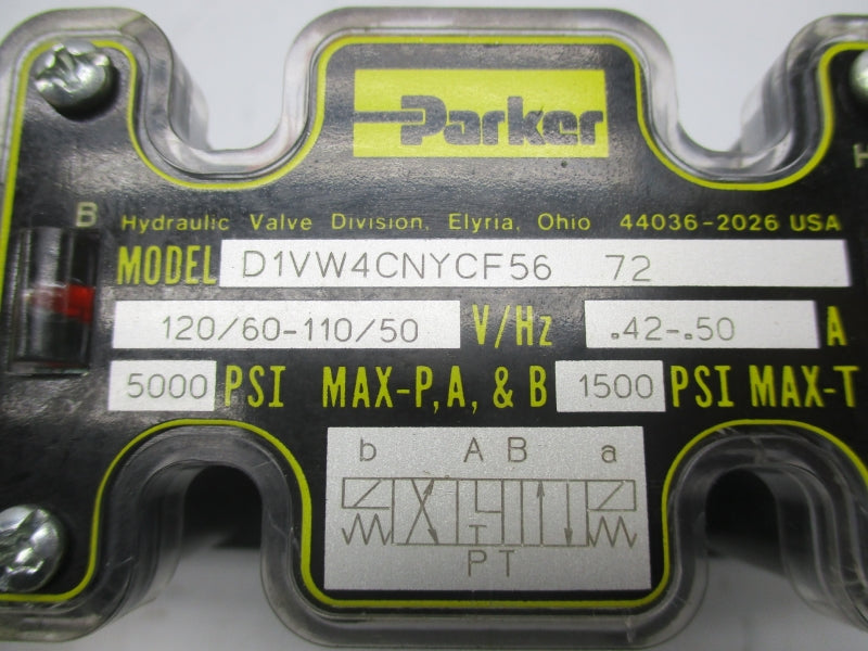 PARKER D1VW4CNYCF5672 110/120V .42-.50A 1500-5000PSI NSNP