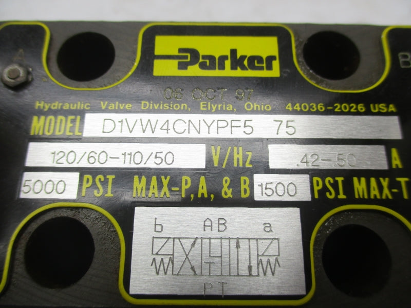 PARKER D1VW4CNYPF5 110-120V .42-.50A 1500-5000PSI NSNP