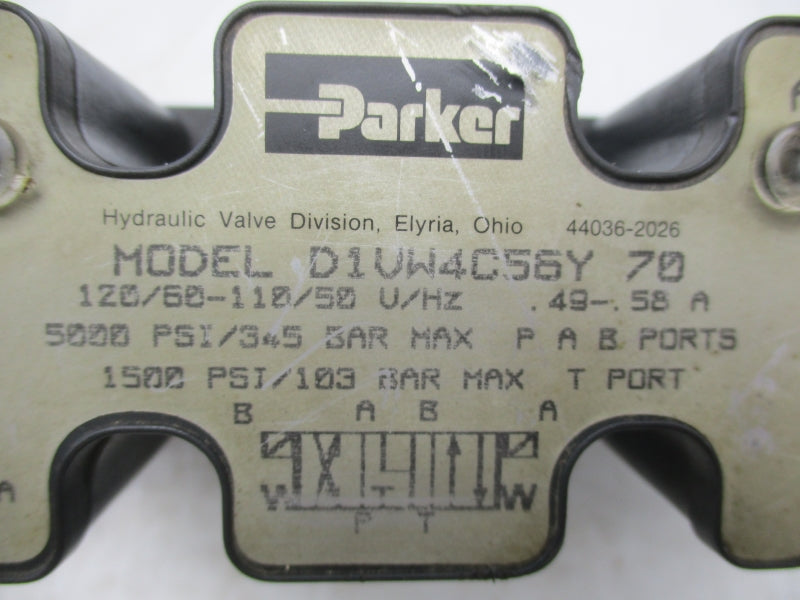 PARKER D1VW4C56Y 110-120V .49-.58A 1500-5000PSI NSNP