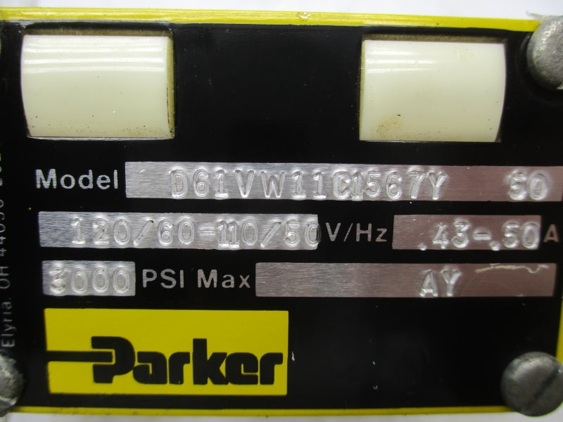 PARKER D61VW11C1567Y 110/120V .43/.50A 5000PSI NSNP