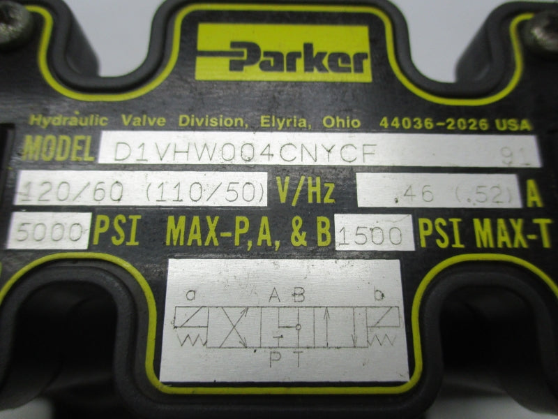 PARKER D61VW002C2NYCF91 110/120V .52/.46A 1500-5000PSI NSNP