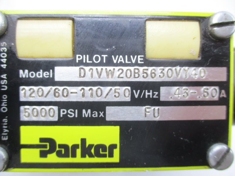 PARKER D1VW20B230VY40 110/120V .43-.50A 5000PSI UNMP
