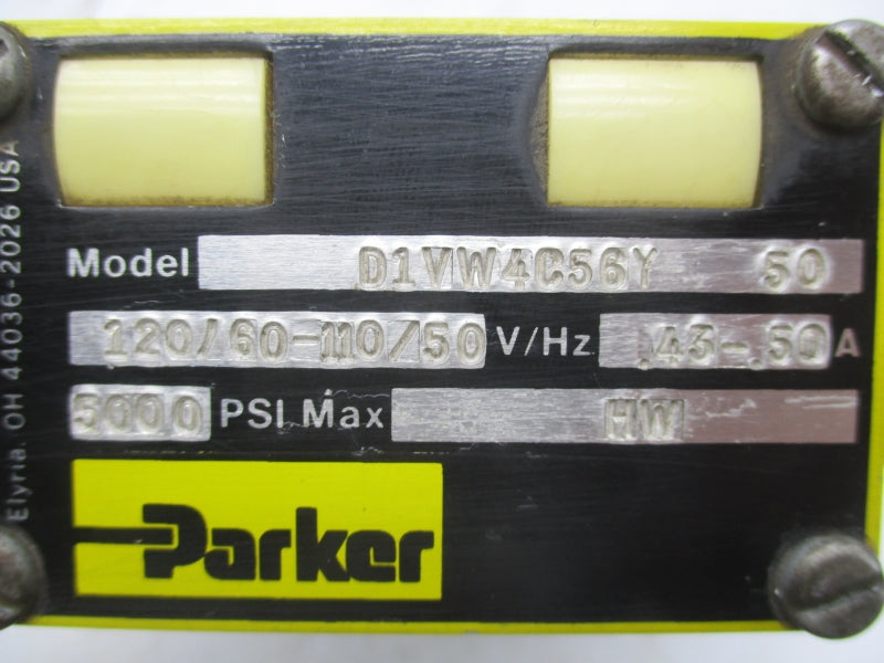 PARKER D1VW4C56Y50 110/120V .43-.50A 5000PSI NSNP