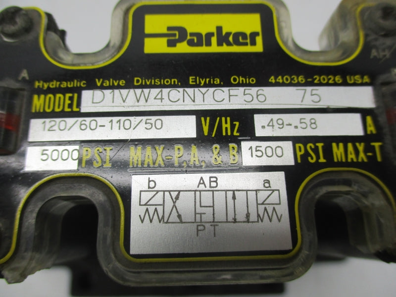 PARKER D61VW4C4NYCF56775 110/120V .49/.58A 1500-5000PSI NSNP