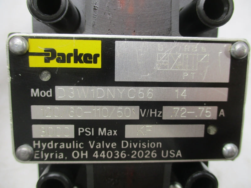 PARKER D3W1DNYC56-14 110/120V .72/.75A 3000PSI NSMP